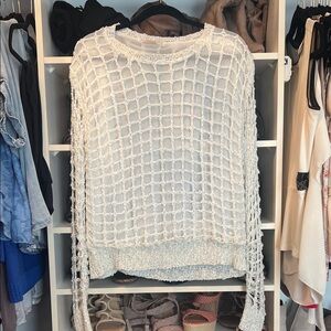 Elegant White Open-Knit Women's Sweater
